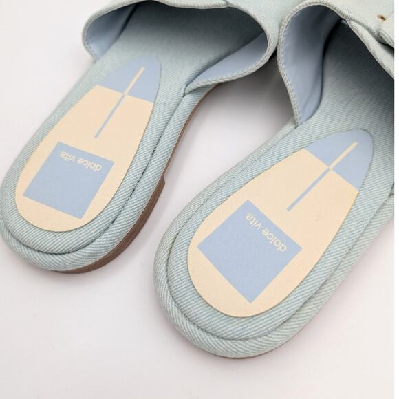 Dolce Vita Albey Slide Sandals Tweed Fabric Buckle Open Toe Blue Size US8 - Picture 9 of 10